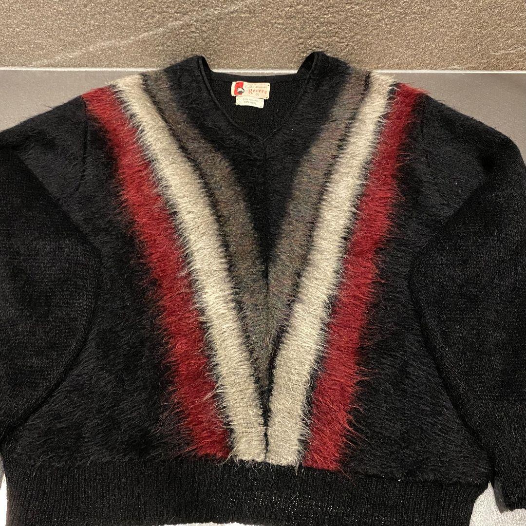 60s　ビンテージ　モヘア　ブラック　毛足長