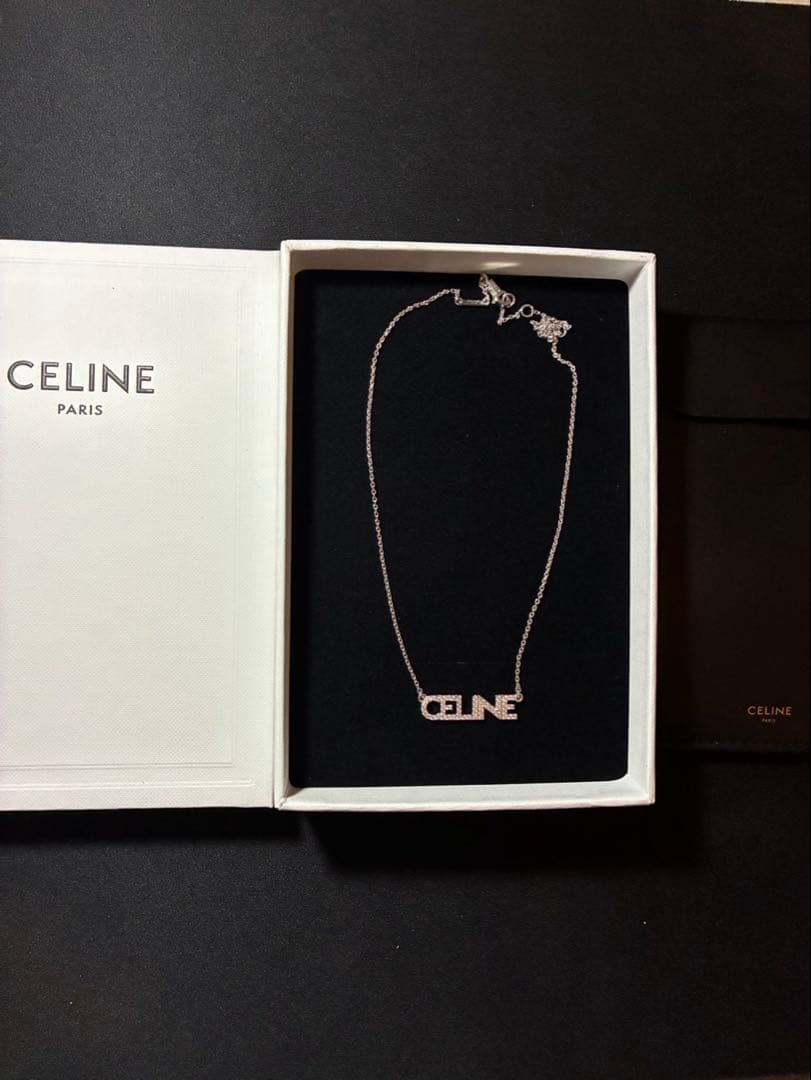 【新品・未使用】CELINE セリーヌ　モノクローム　ストラスネックレス　激レア