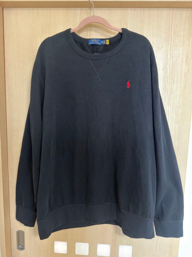 大きいサイズ ポロラルフローレン メンズ 裏起毛 スウェットシャツ 黒 ブラック