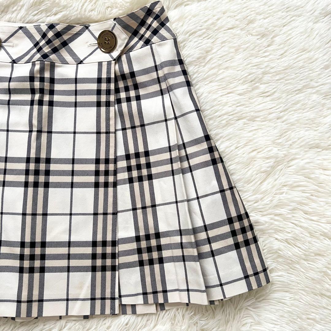 バーバリーブルーレーベル　ノバチェック　ボタン　プリーツ　ミニスカート　38