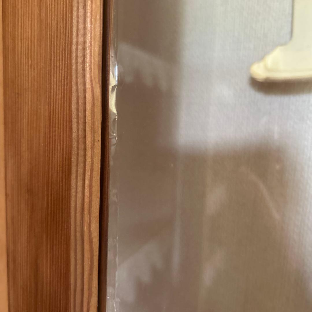 カントリー調　天然木食器棚 ガラス扉付き　たのめる便で発送