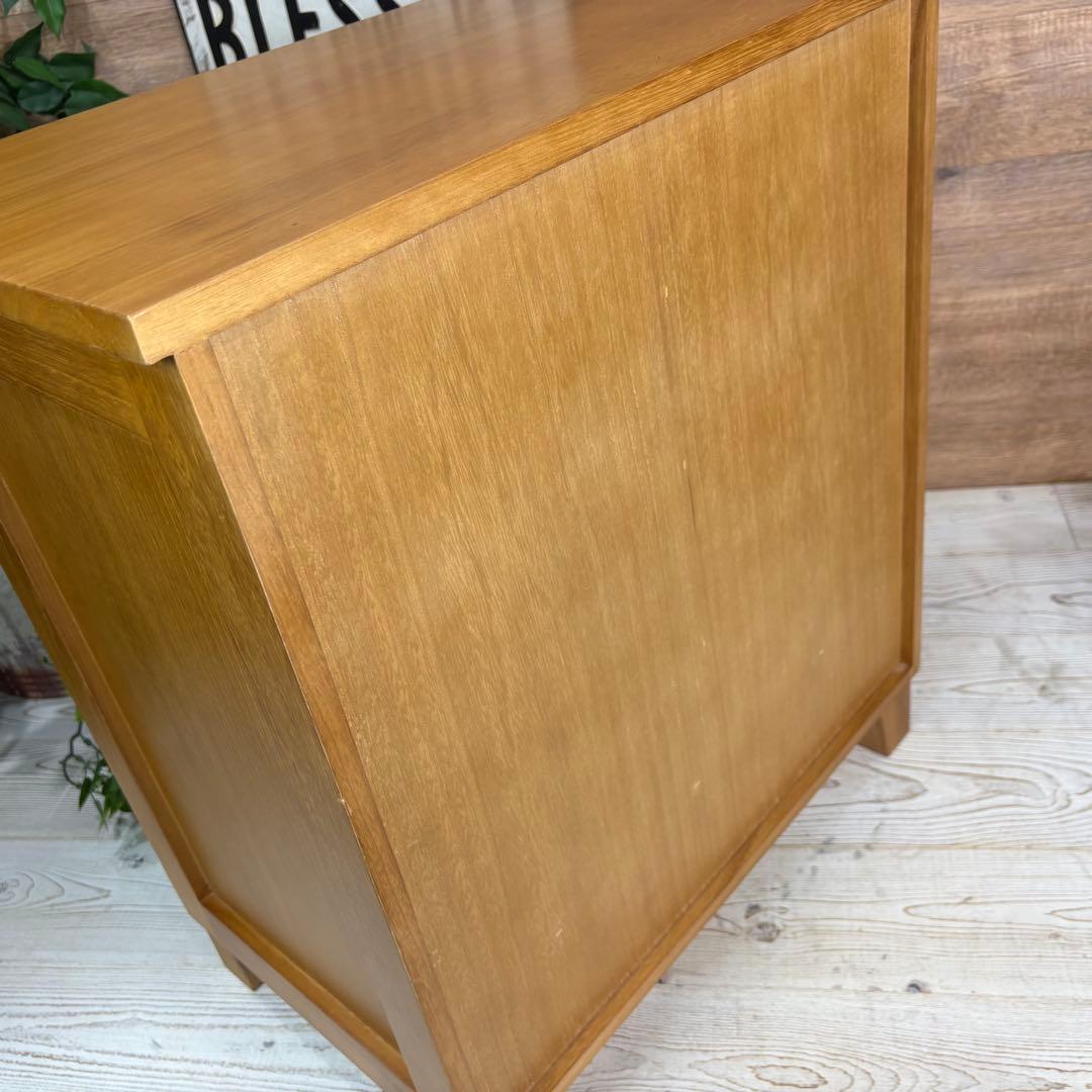 訳あり品【111】ナチュラルウッド桐材天然無垢ガラスキャビネット収納家具チェスト