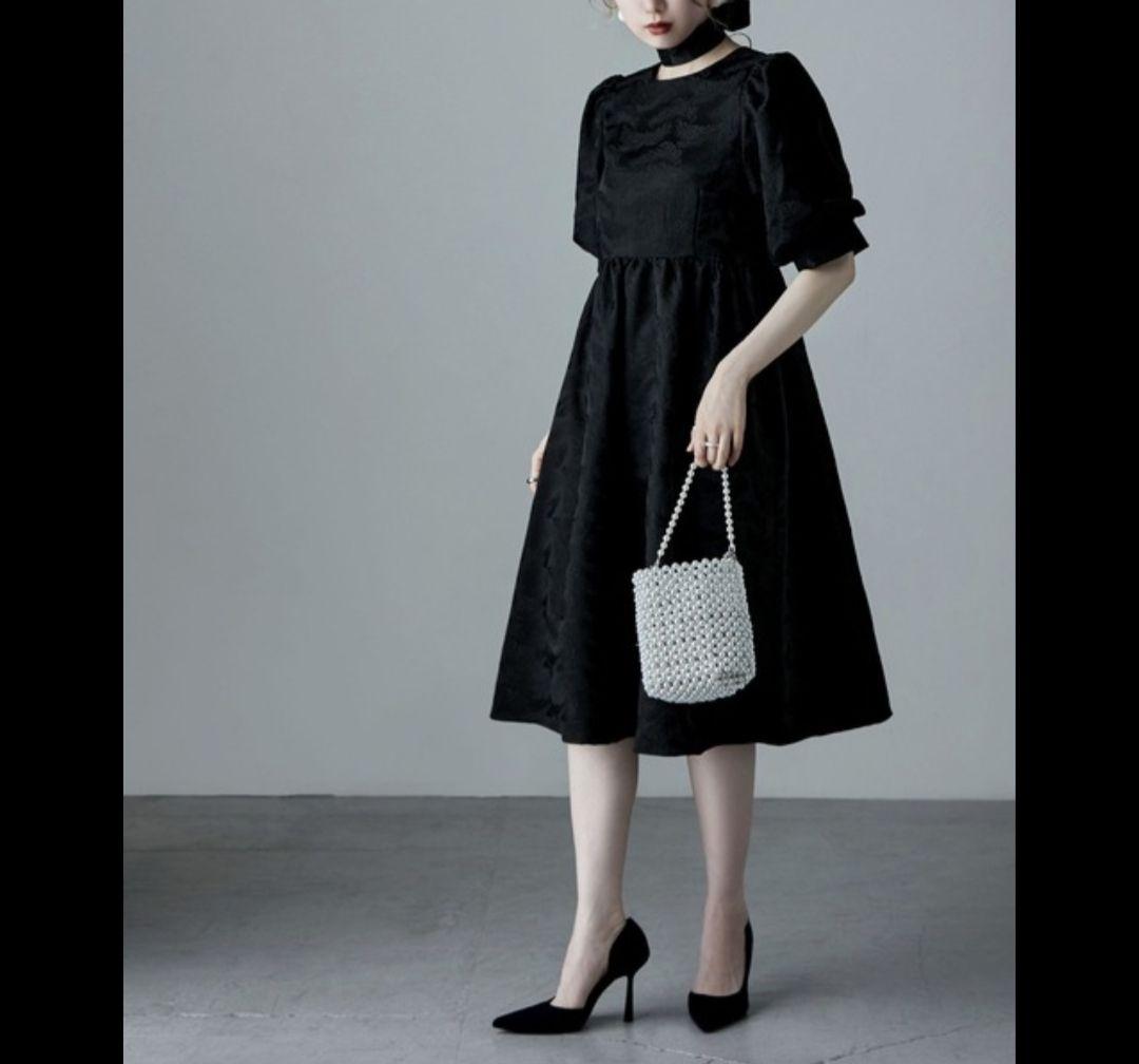 エトル ジャガードパフスリーブドレス