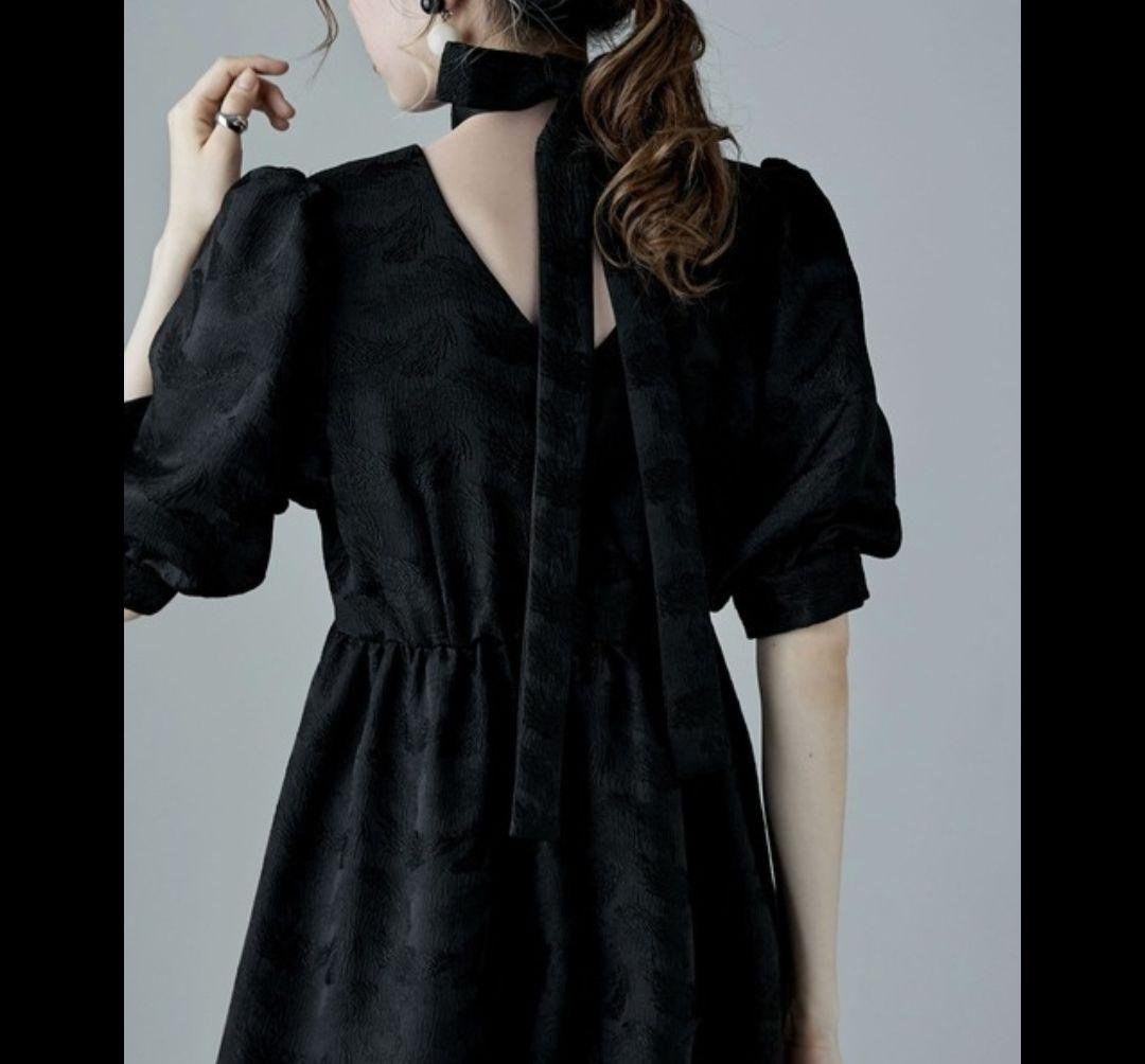 エトル ジャガードパフスリーブドレス