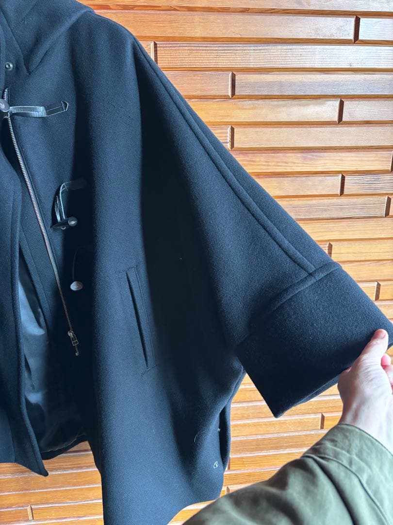 FRAMeWORK ブラック メルトンダッフルポンチョコート