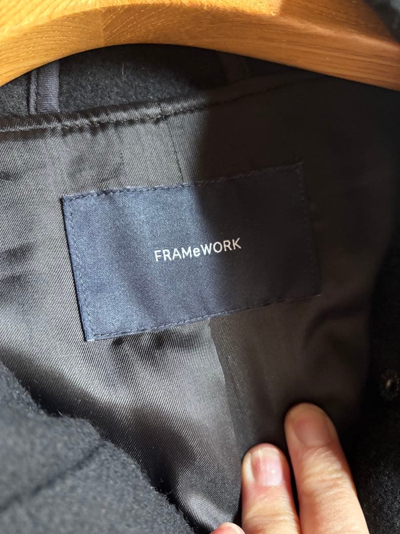 FRAMeWORK ブラック メルトンダッフルポンチョコート