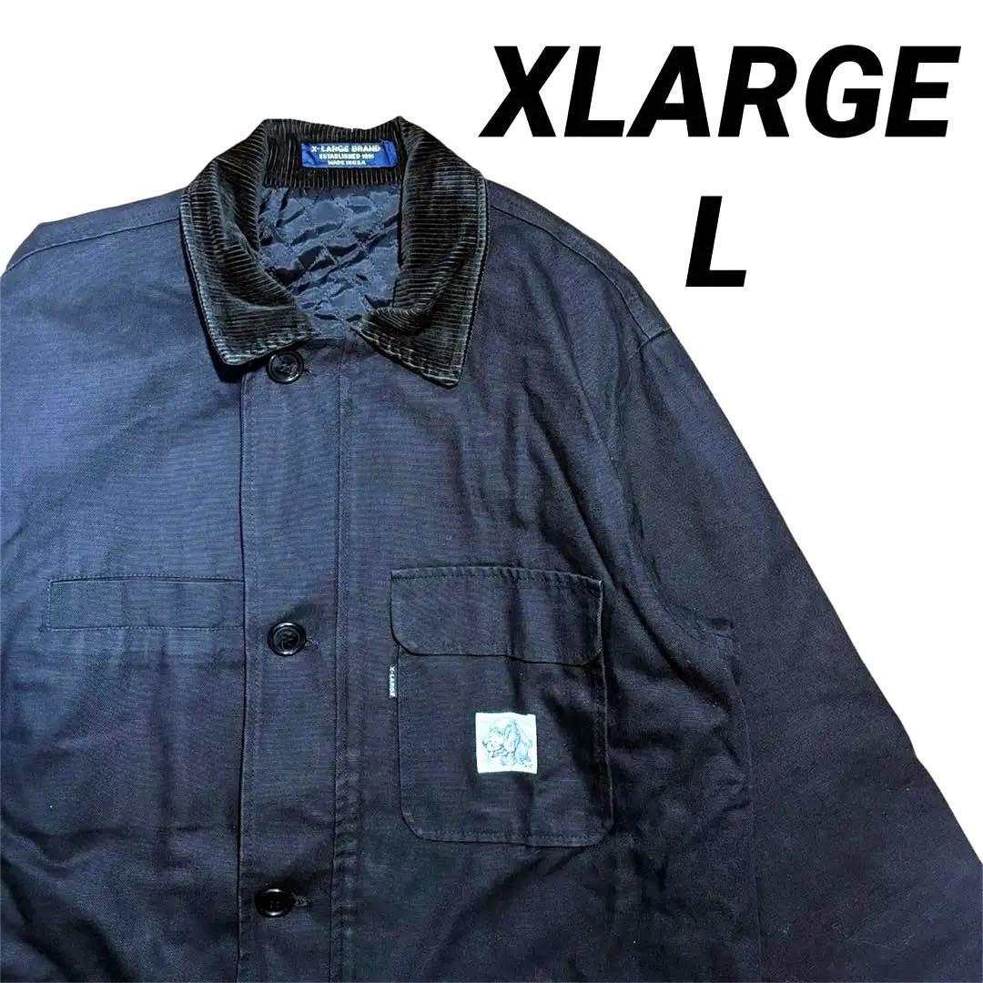 90’s XLARGE ワークジャケット USA製 犬ロゴ 黒 ブラック L