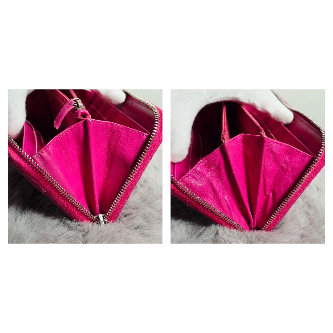 ​【格安・正規品】シャネル 長財布 マトラッセ キャビアスキン ピンク 17番台