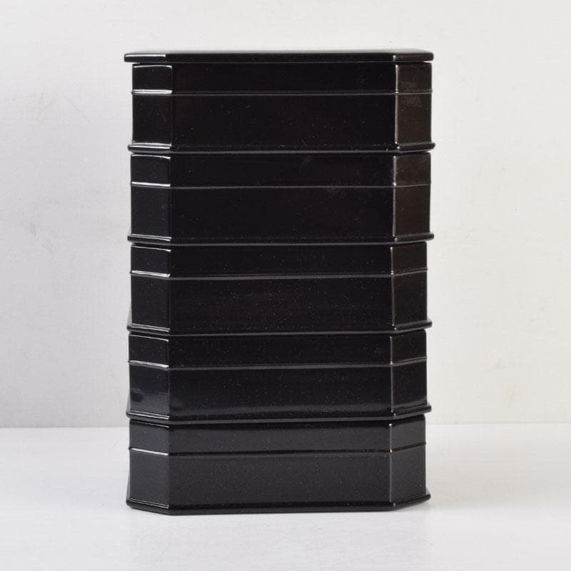 めるり 　塗師　海田宗恵造　真塗　縁高重　五段重　共箱　V　8789A