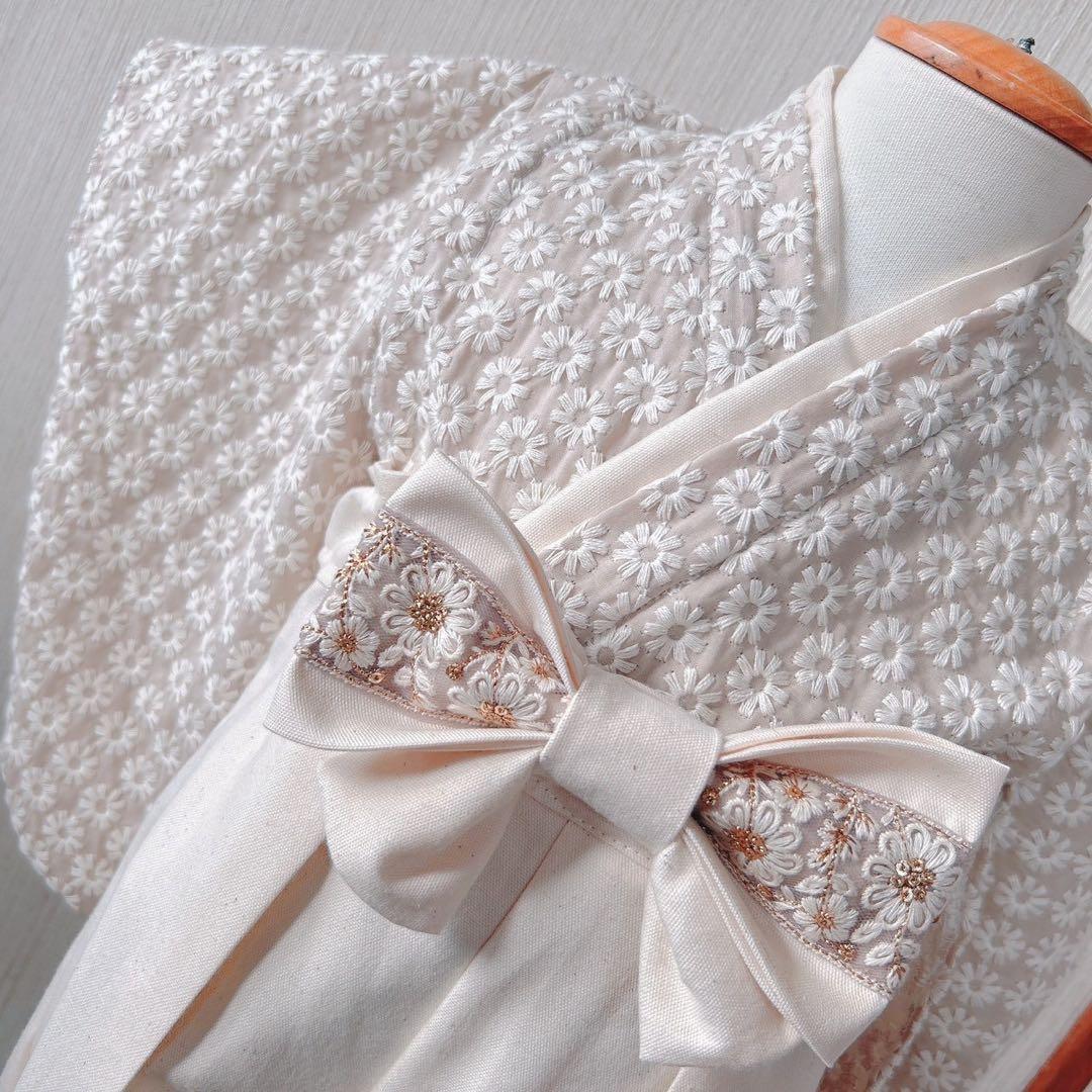 《60-100ワンサイズ》ベビー袴　ベビー着物　お食い初め　初節句　ひな祭り❁⃘*