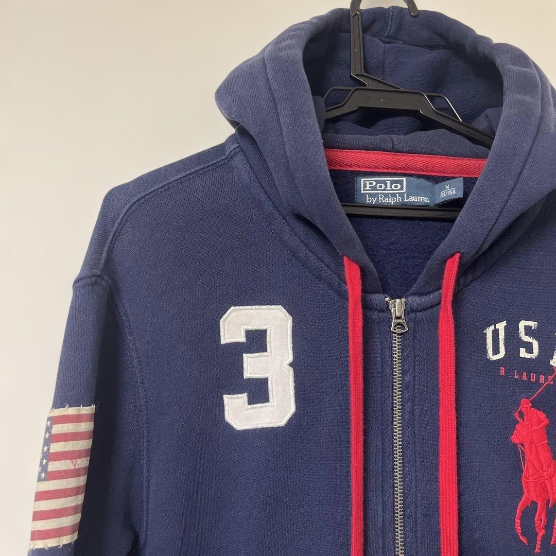 ⭐️90s ラルフローレン ジップアップパーカー⭐️ビックポニー 短丈