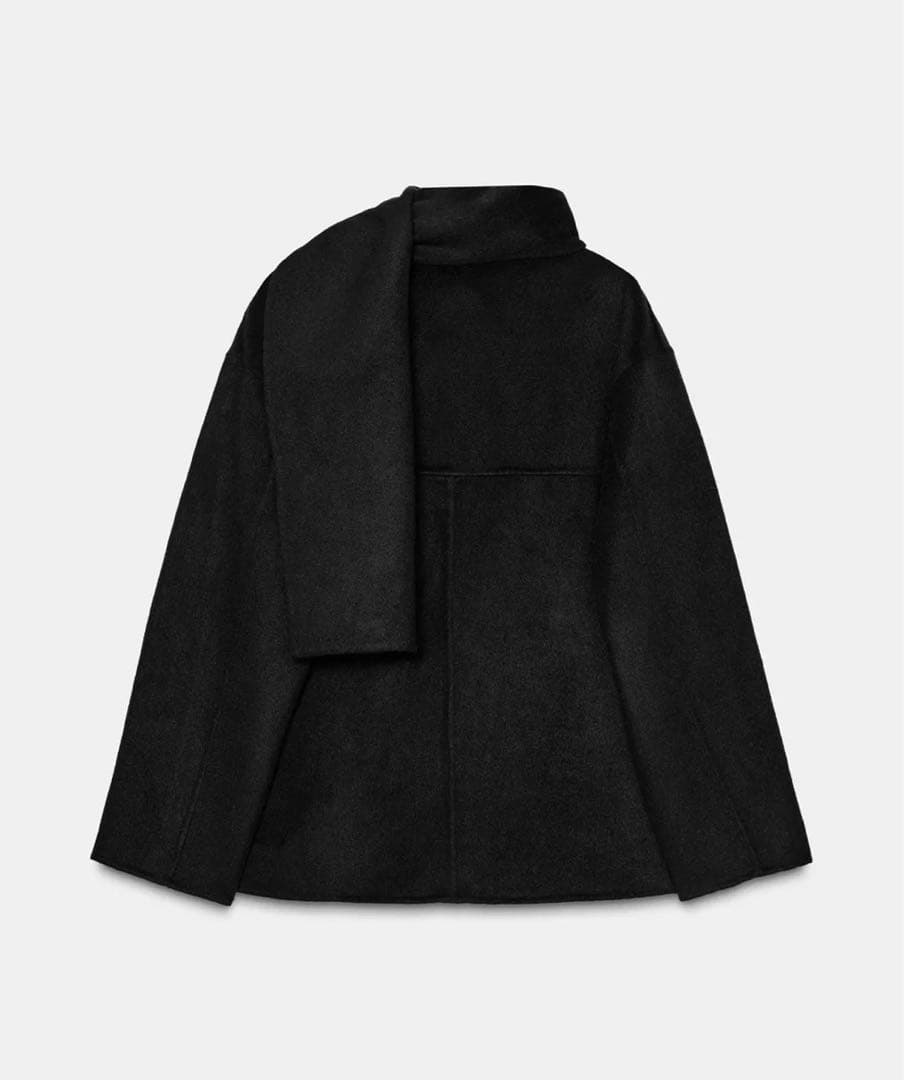 【完売品】ZARA ウールショートスカーフコート Sサイズ 新品タグつき