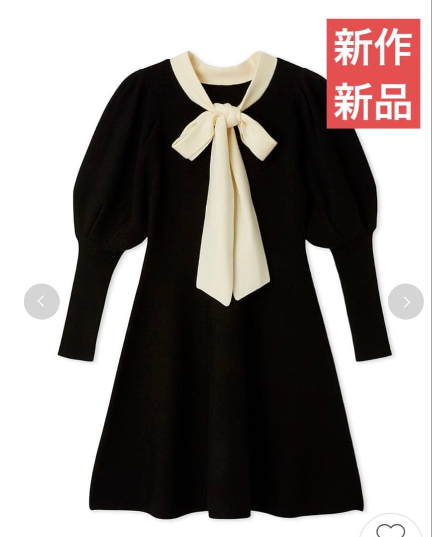 新作新品タグ付き　リリーブラウン♡ボウタイリボンニットワンピース