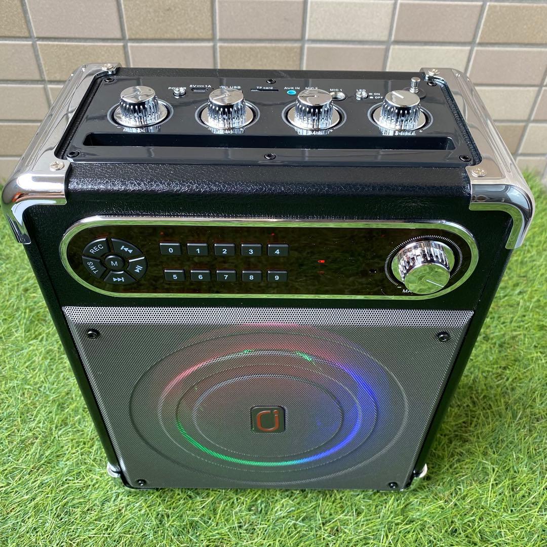 JYX-S55ポータブルカラオケセット LEDライト 2本マイク付き