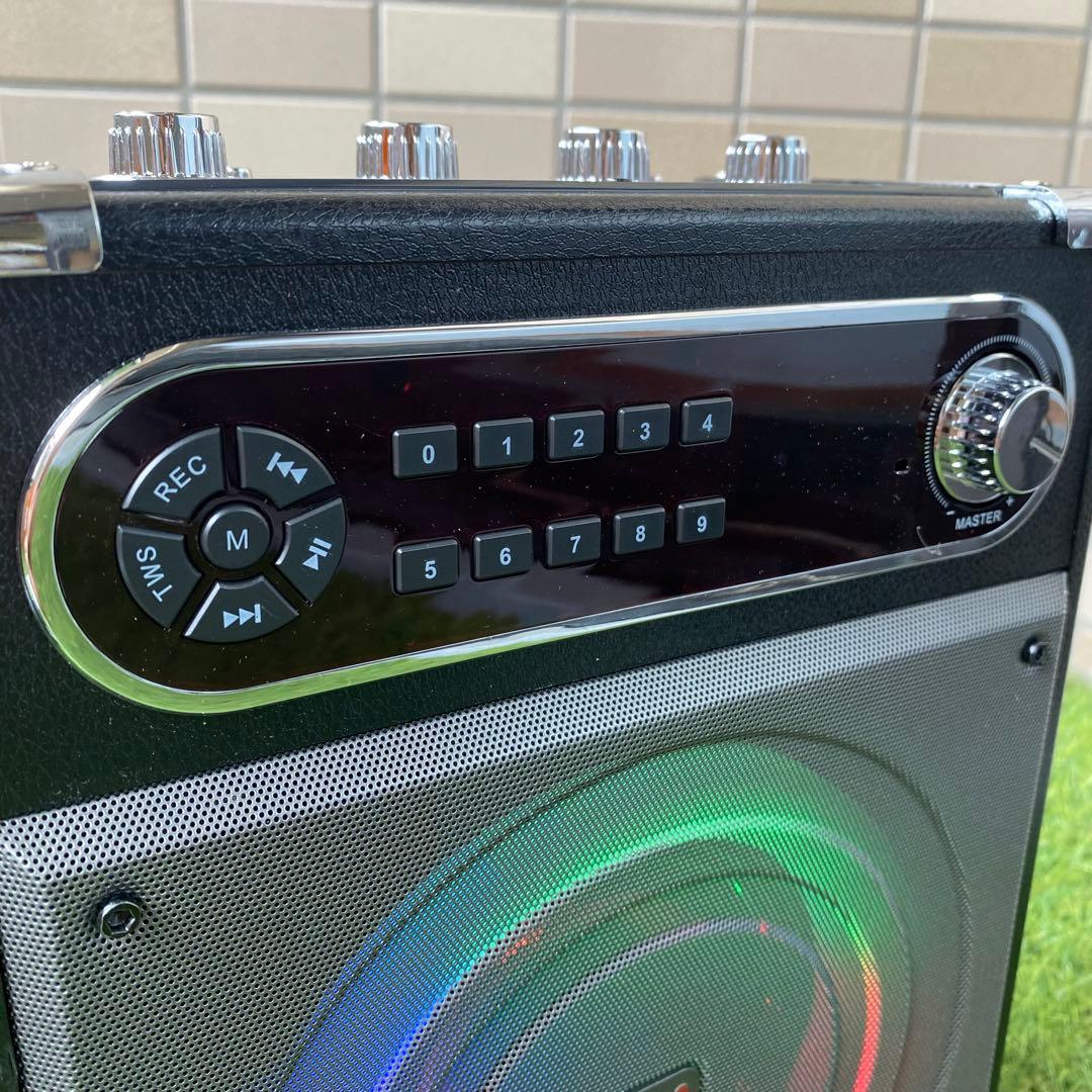 JYX-S55ポータブルカラオケセット LEDライト 2本マイク付き