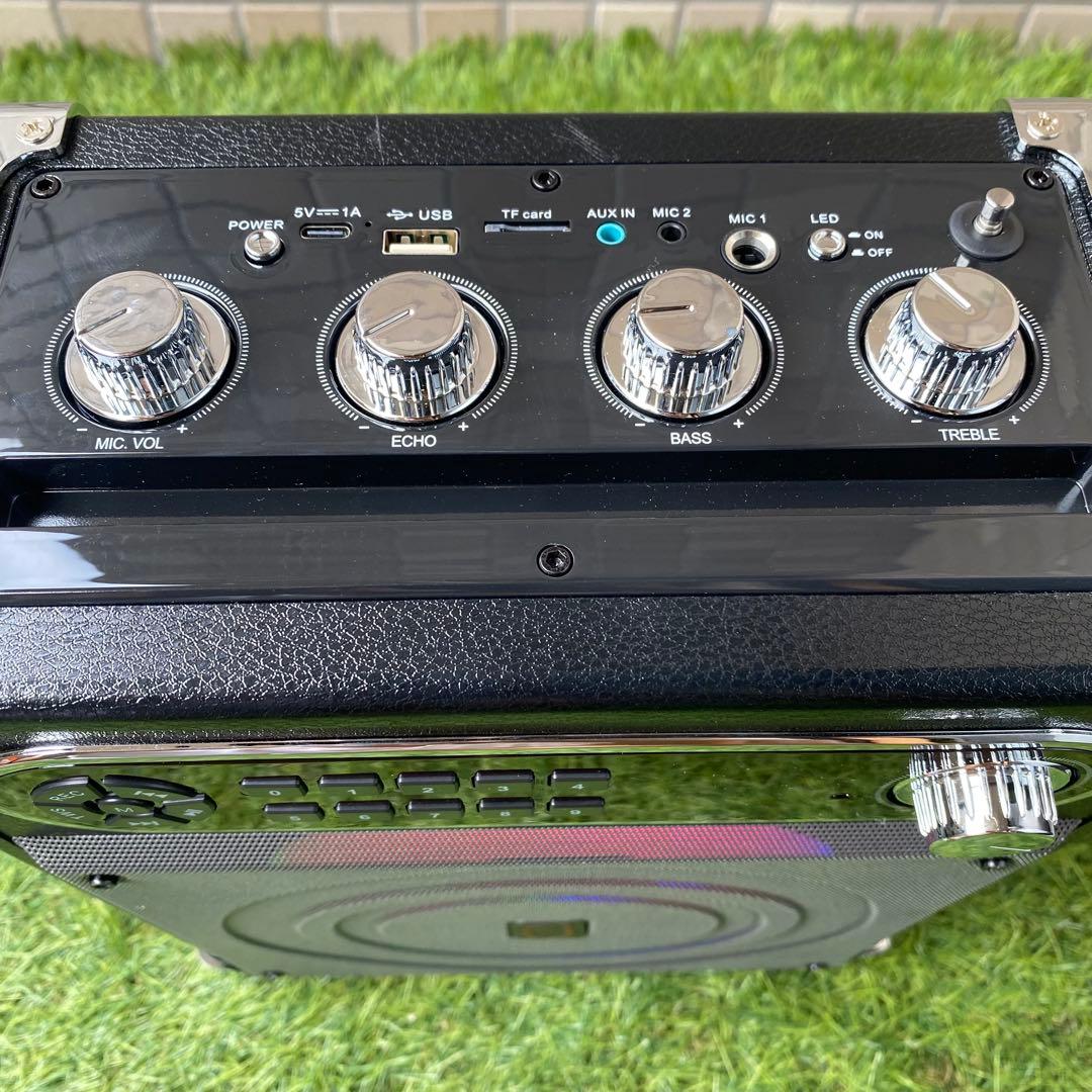 JYX-S55ポータブルカラオケセット LEDライト 2本マイク付き