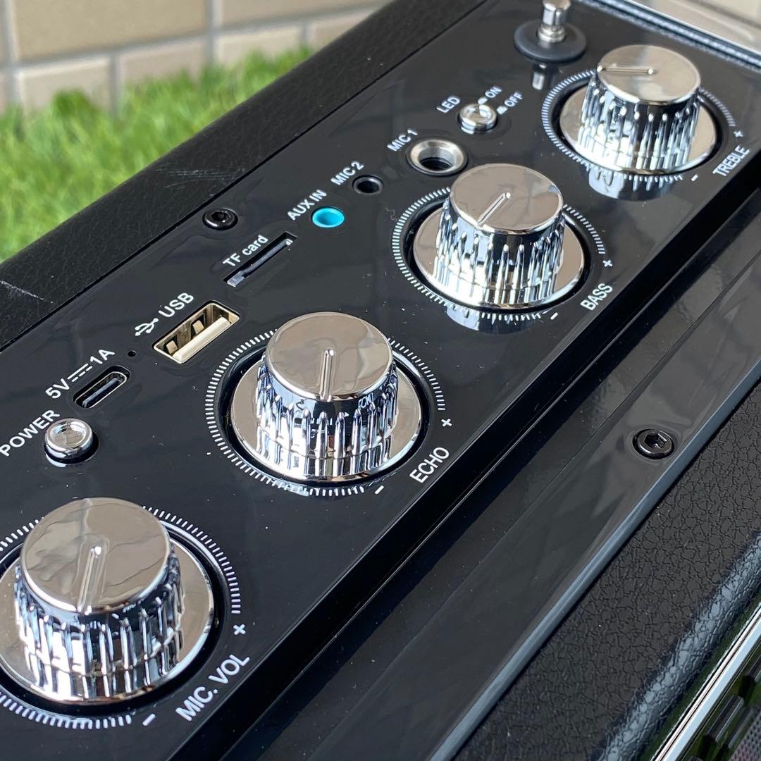 JYX-S55ポータブルカラオケセット LEDライト 2本マイク付き