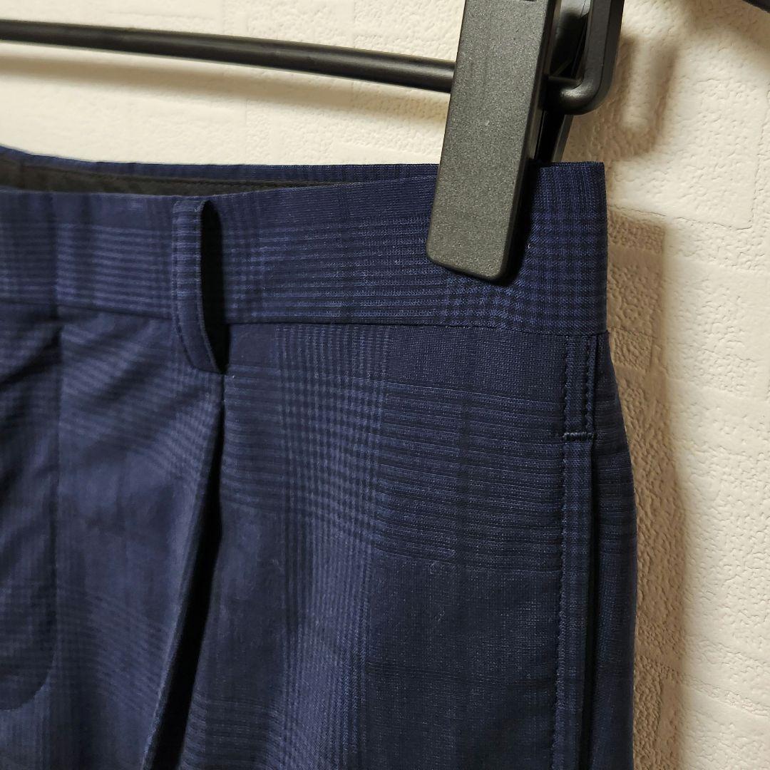 スーツセレクト　メンズ　スーツ　スリーピース　マルゾット　濃紺　チェック　細身