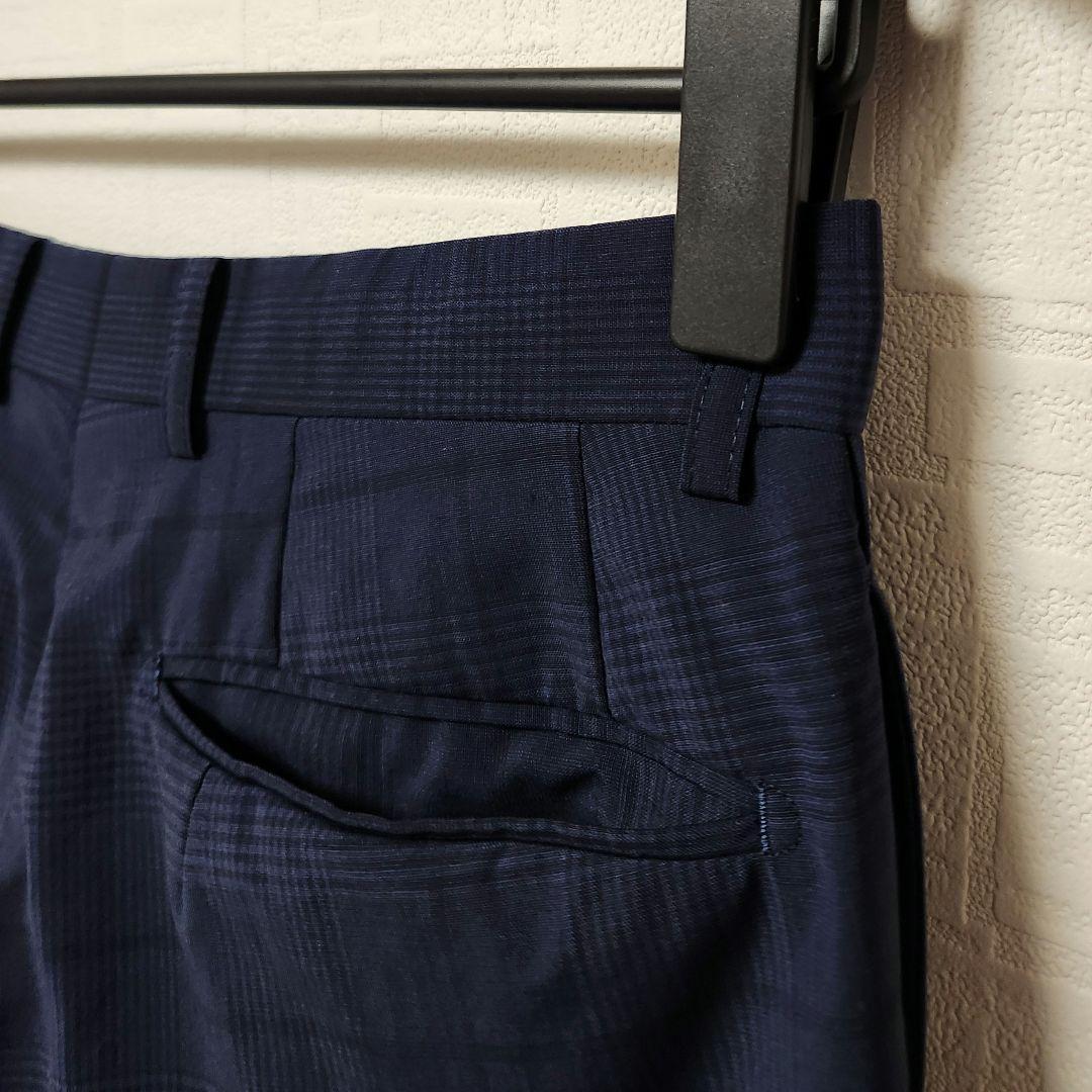 スーツセレクト　メンズ　スーツ　スリーピース　マルゾット　濃紺　チェック　細身