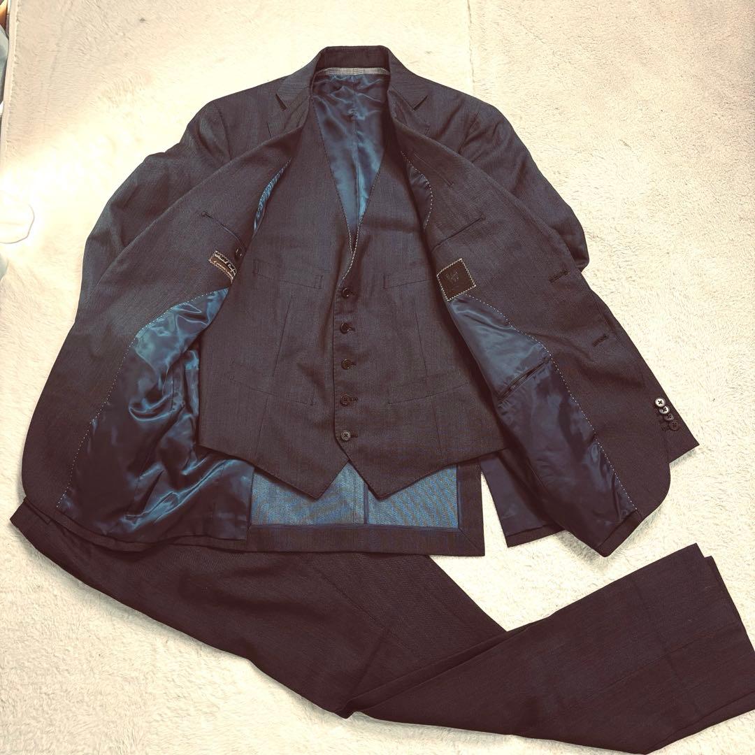 大きいサイズ ダークブルー 3ピーススーツリバーシブルベスト 175cm 本切羽