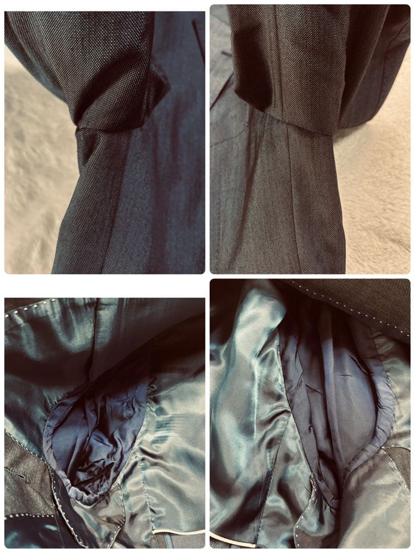 大きいサイズ ダークブルー 3ピーススーツリバーシブルベスト 175cm 本切羽