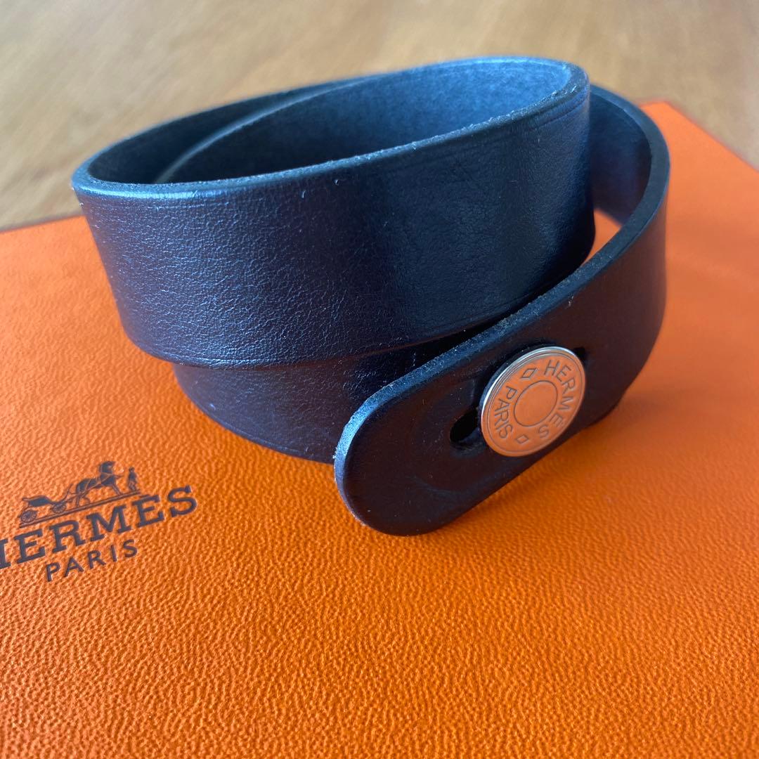 エルメス　セリエ　ブレスレットR刻　ブラックレザー