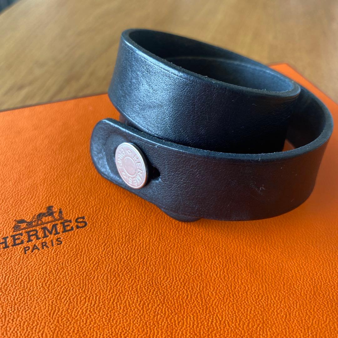 エルメス　セリエ　ブレスレットR刻　ブラックレザー