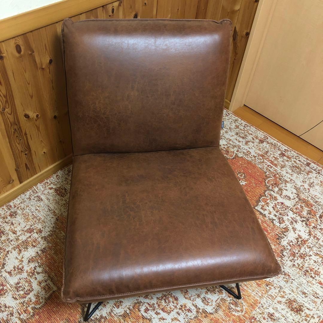 【極美品】ロッコ 1人掛けソファ スーパーレザーテックス アーモンドブラウン