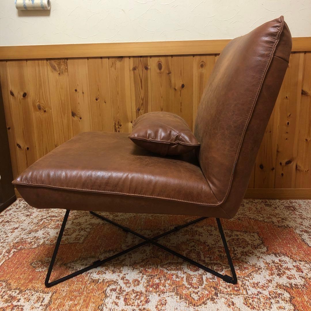 【極美品】ロッコ 1人掛けソファ スーパーレザーテックス アーモンドブラウン