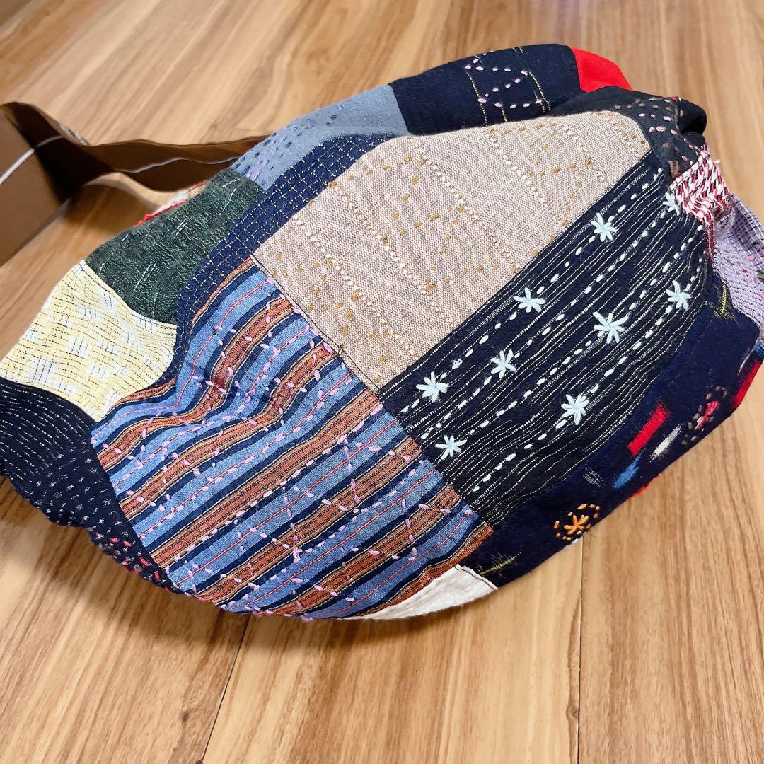 【80番】和柄　刺し子とパッチワークのリュック　ボディバッグ