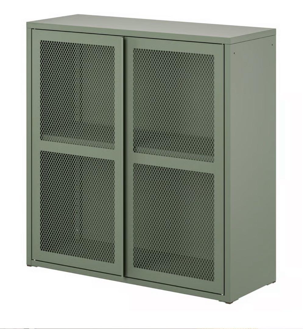 IKEA IVAR イーヴァル　グレーグリーンメッシュ　キャビネット　扉付