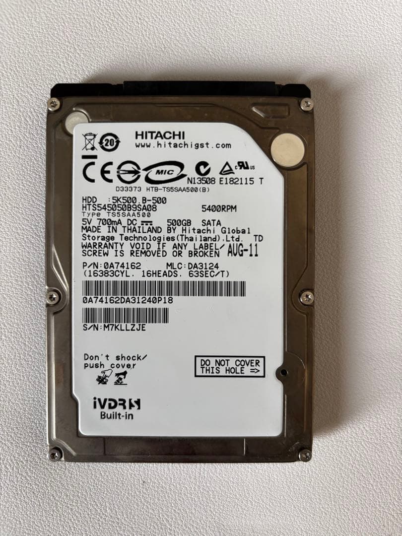 ivdr-s 500GB 内蔵HDD　日立　wooo対応