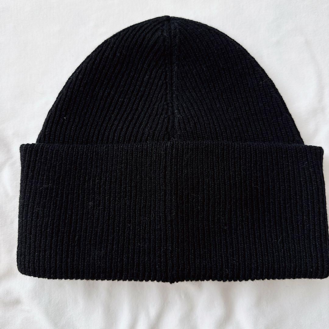 美品 MM6 メゾンマルジェラ ウールブレンド テープロゴ ビーニー ニット帽