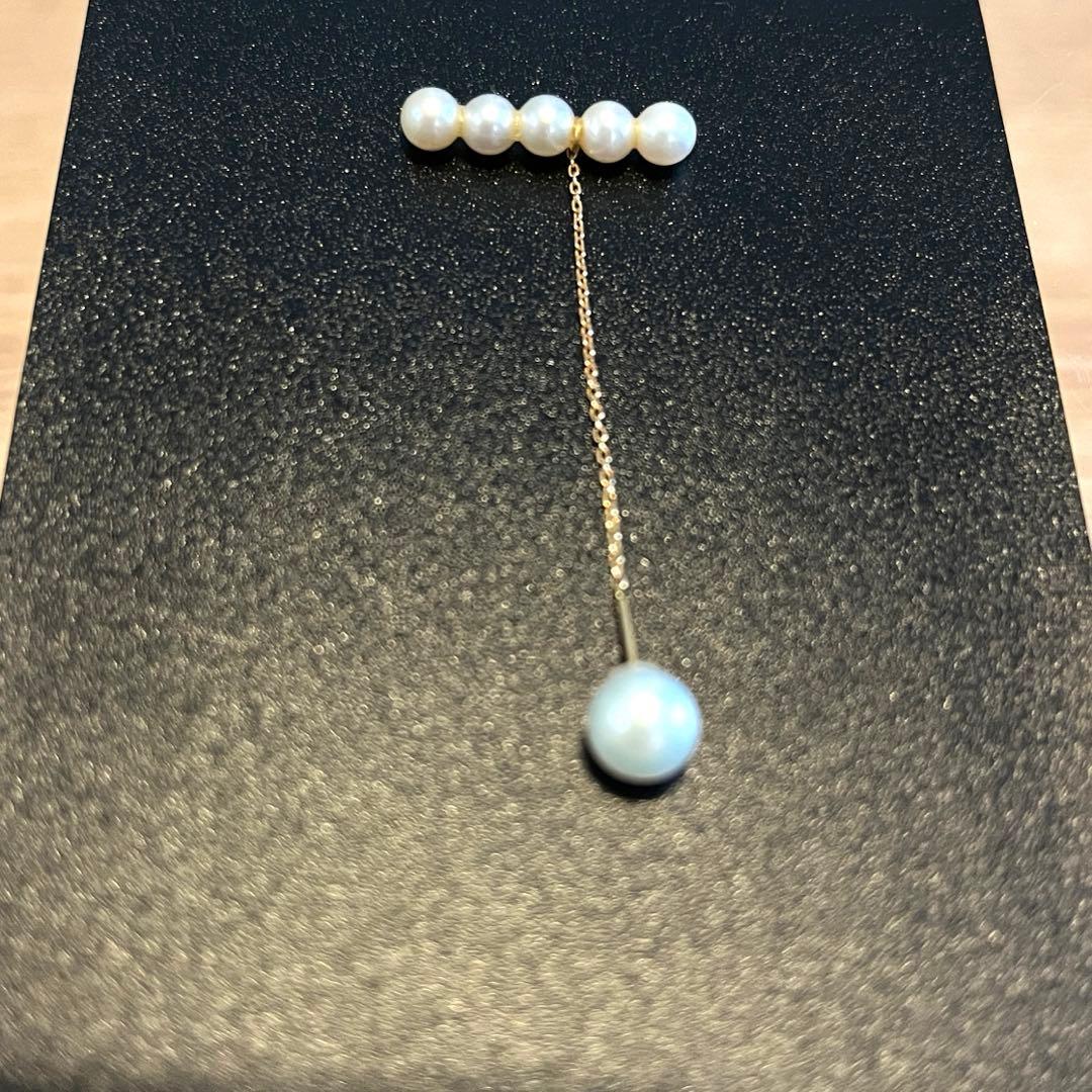 淡水パール ロングチェーン ピアス(片耳用) k18 2way