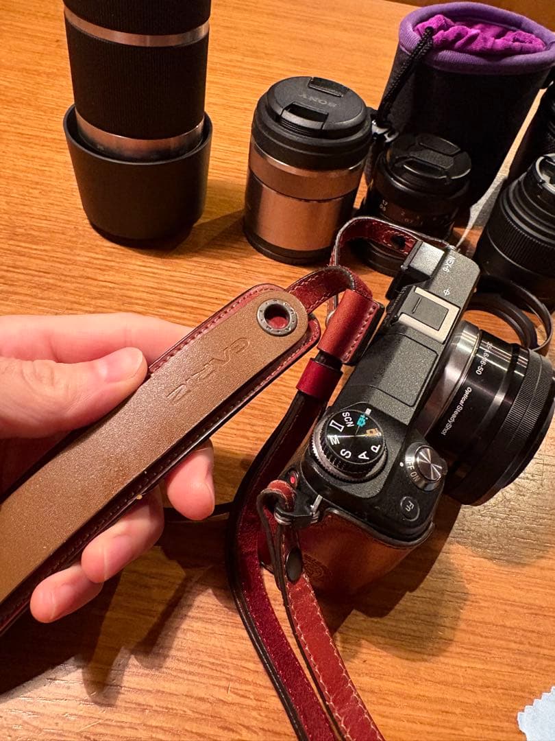 SONY nex-6 ミラーレス一眼カメラとレンズ、GARIZストラップケース