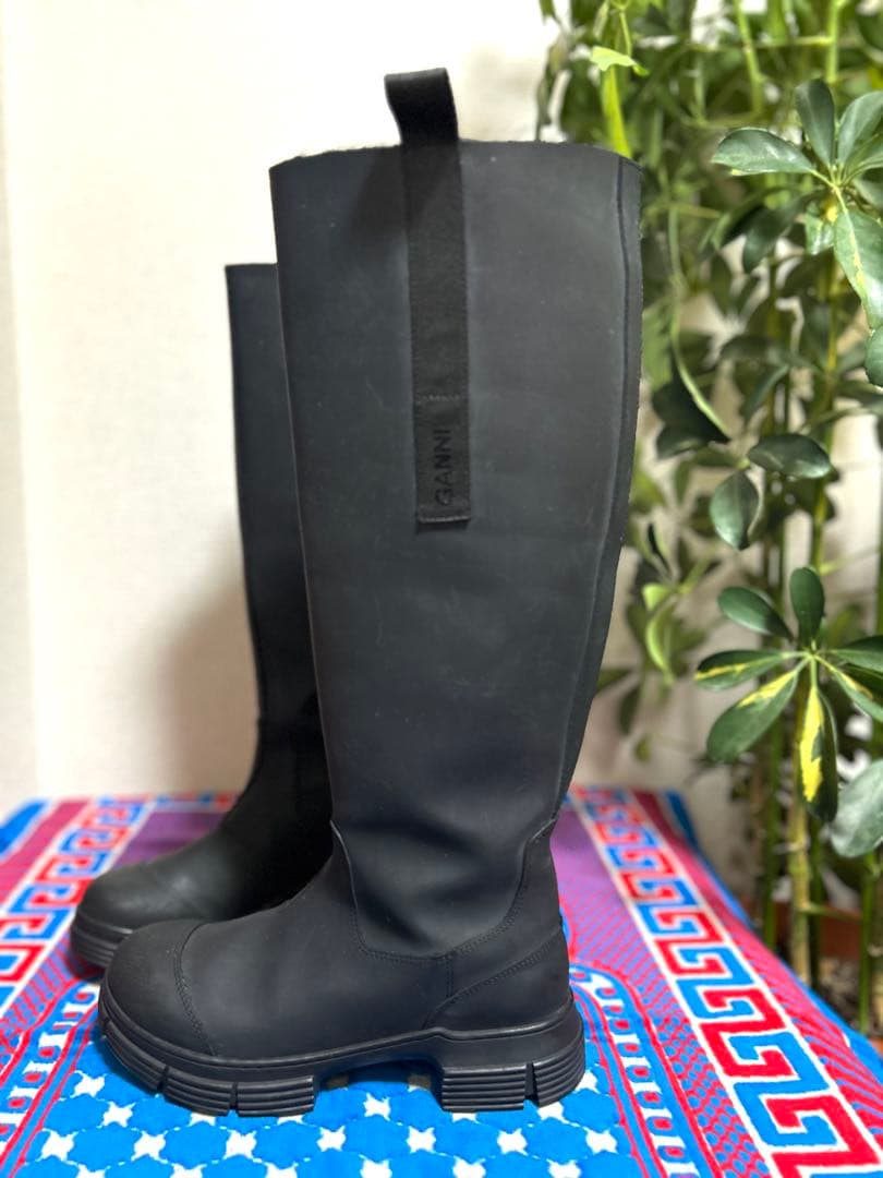 GANNI リサイクル ラバー ロングブーツ