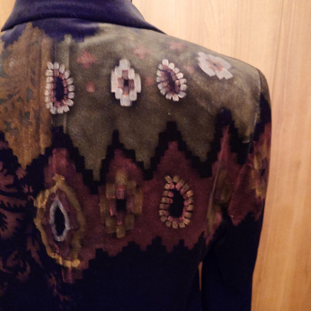 エトロ48.ETRO48.花柄ペイント. ベルベット テーラードジャケット.