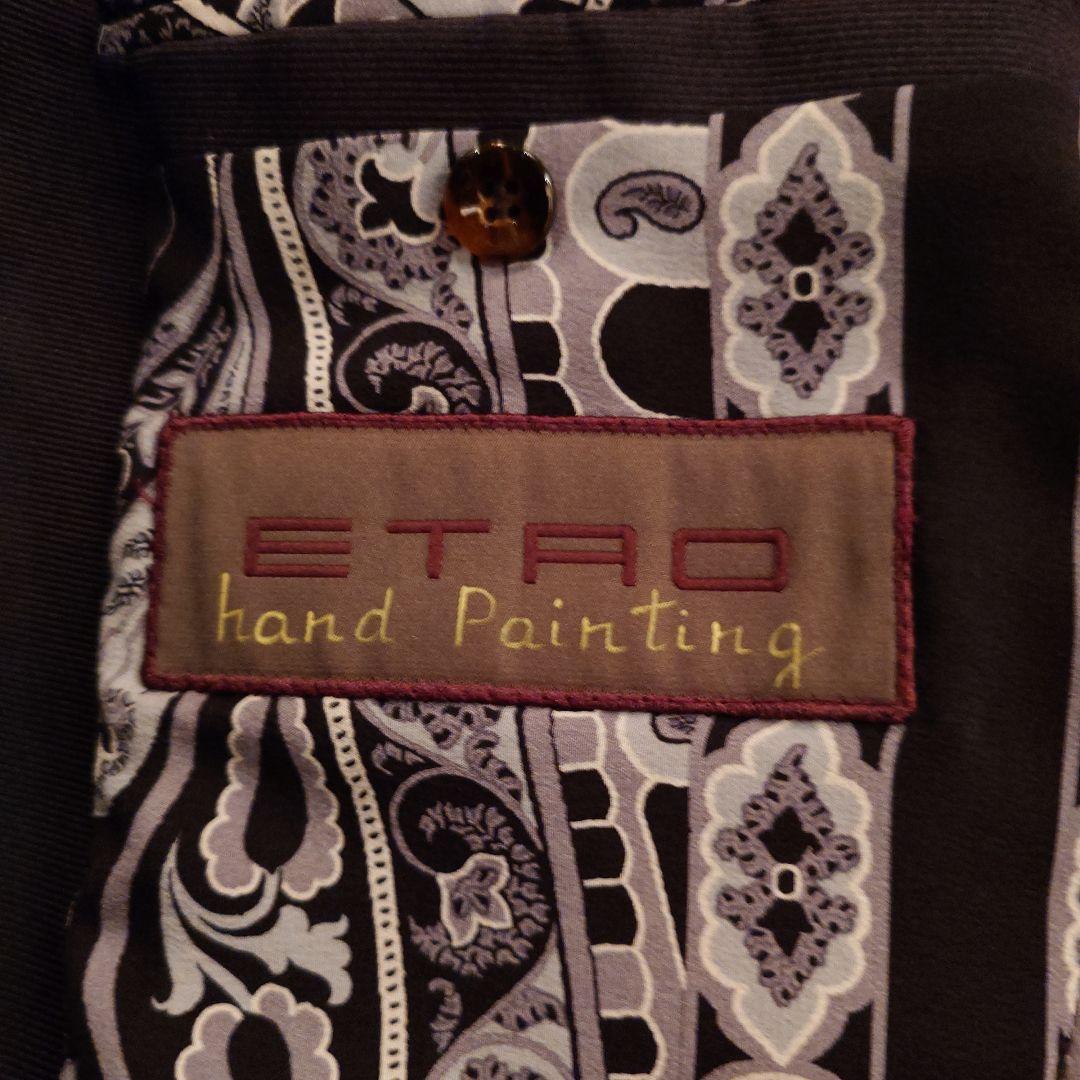 エトロ48.ETRO48.花柄ペイント. ベルベット テーラードジャケット.