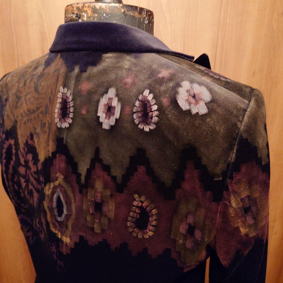 エトロ48.ETRO48.花柄ペイント. ベルベット テーラードジャケット.