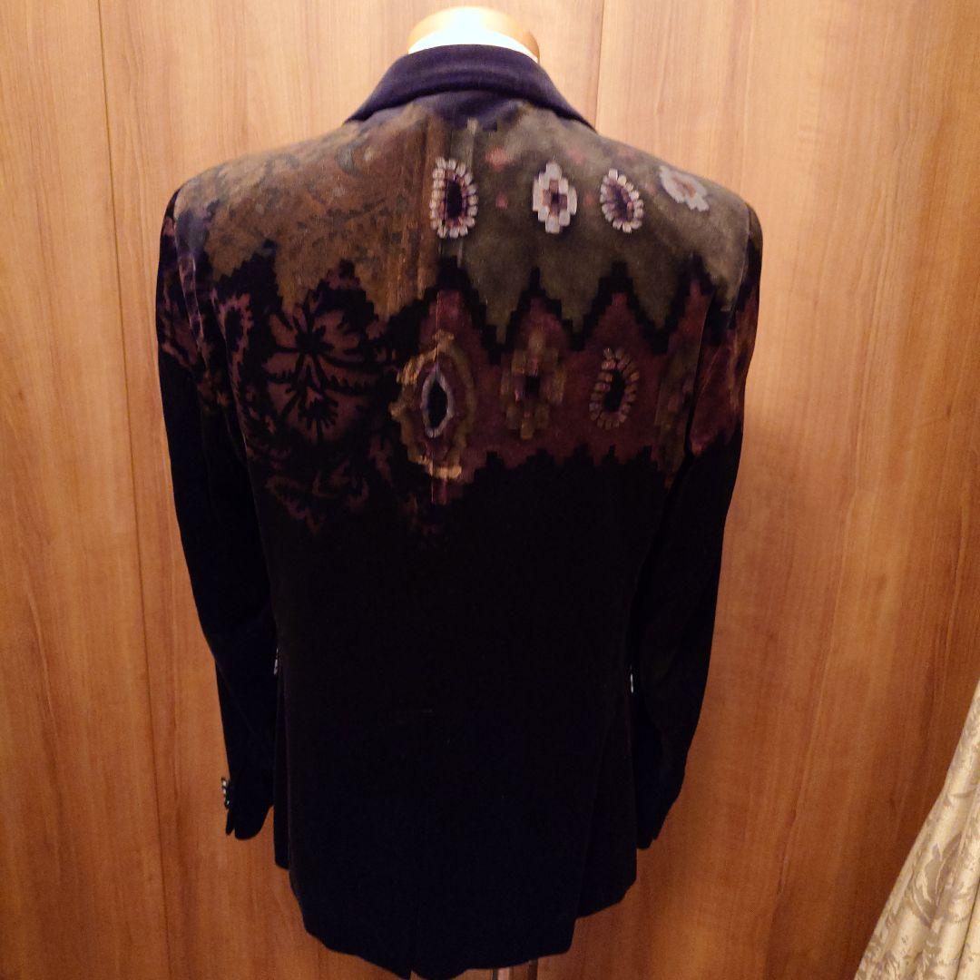 エトロ48.ETRO48.花柄ペイント. ベルベット テーラードジャケット.