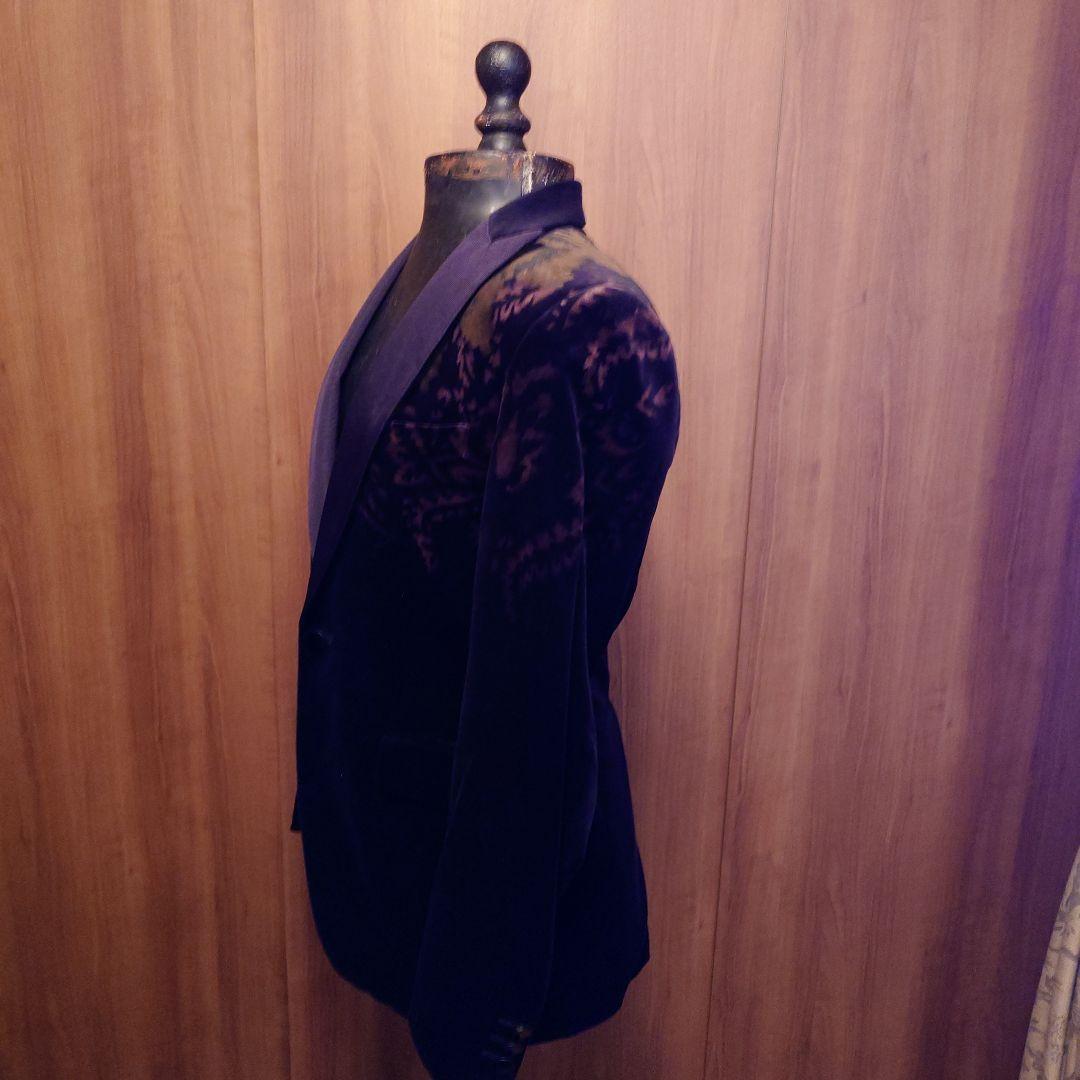 エトロ48.ETRO48.花柄ペイント. ベルベット テーラードジャケット.