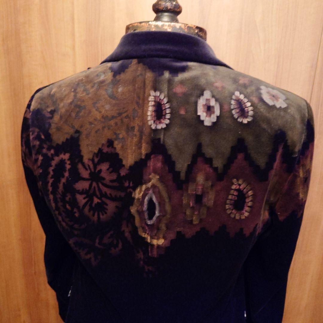 エトロ48.ETRO48.花柄ペイント. ベルベット テーラードジャケット.