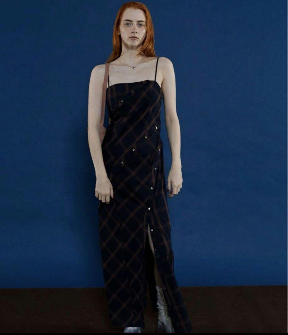 メゾンスペシャル ボタンチェックスリットキャミワンピース 38