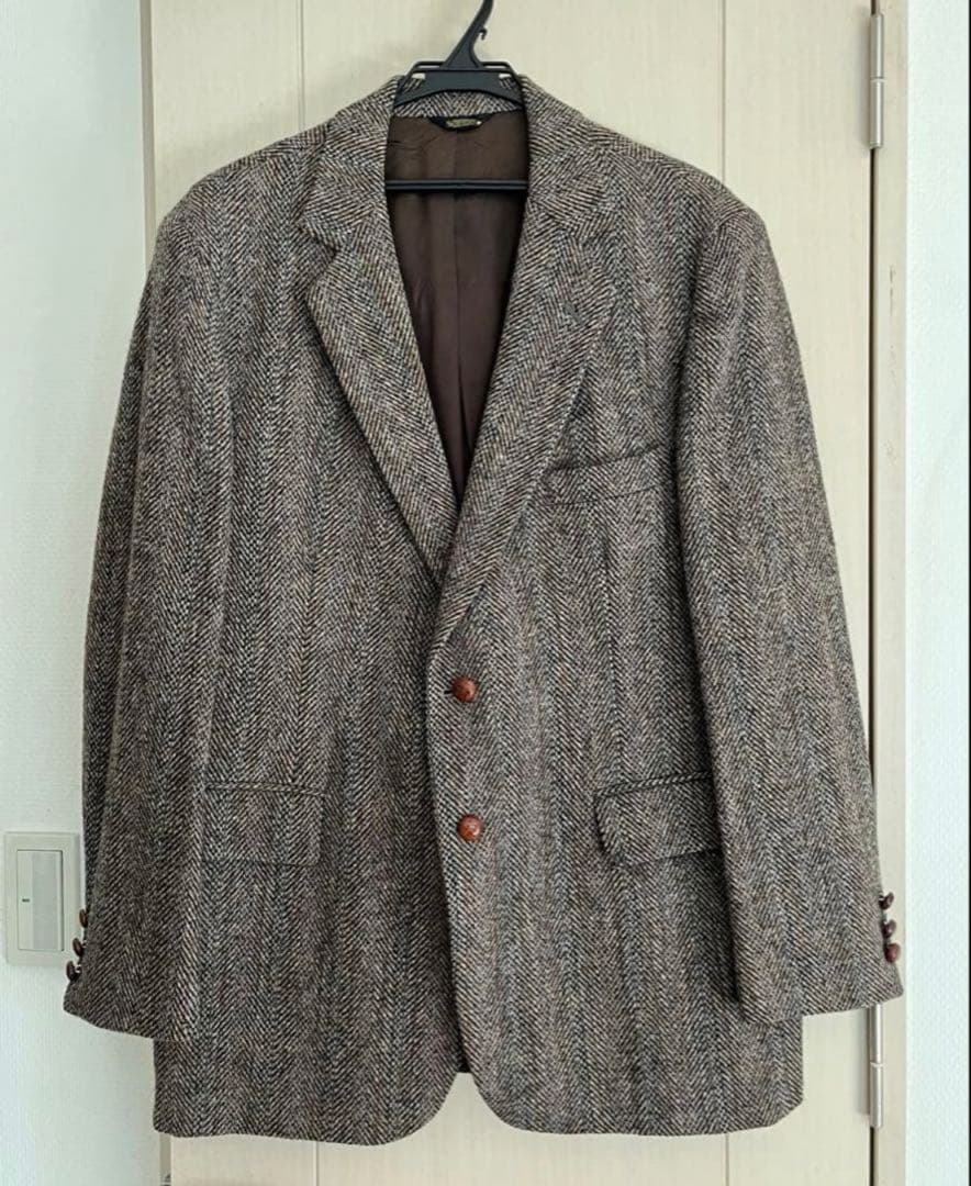 ハリスツイードブラウンテーラードジャケット
