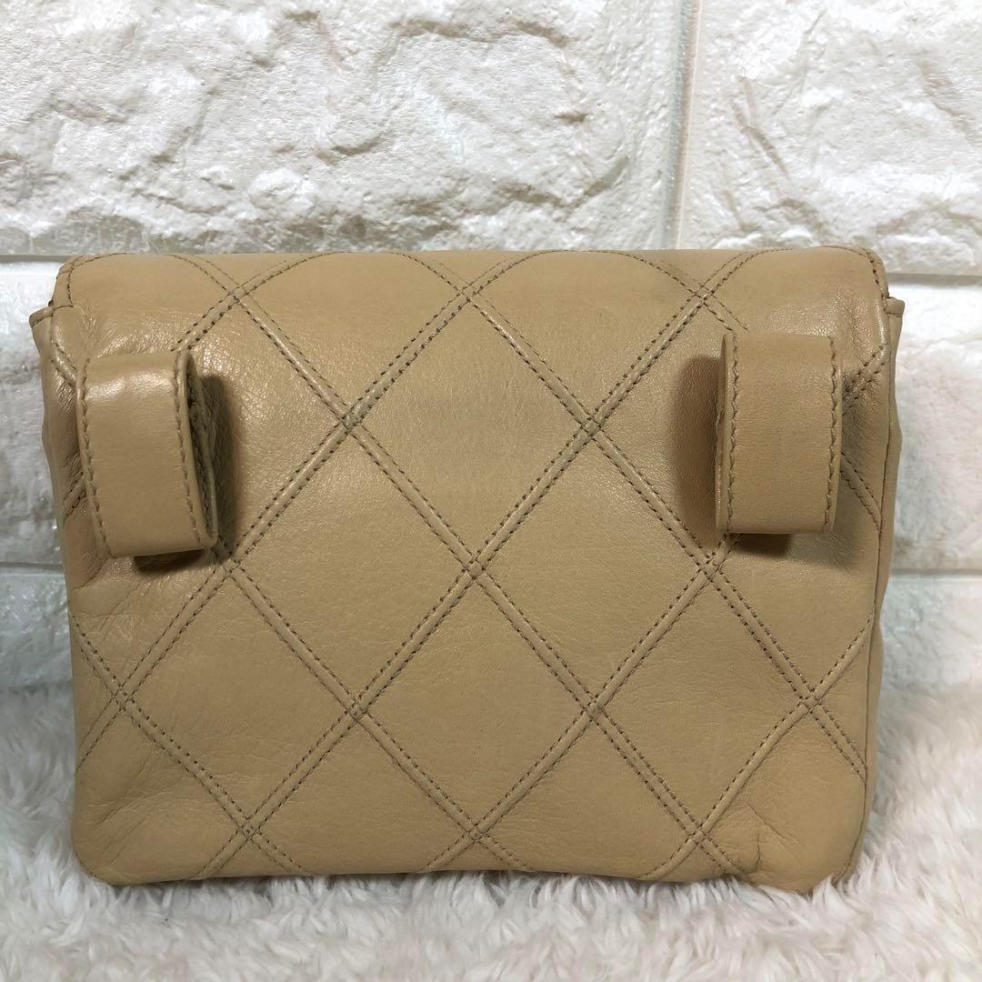 シャネル ウエストポーチ ビコローレ ラムスキン ターンロック ベージュ