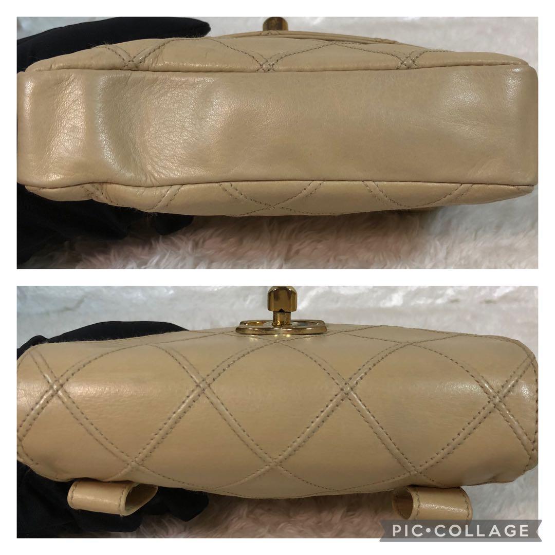 シャネル ウエストポーチ ビコローレ ラムスキン ターンロック ベージュ