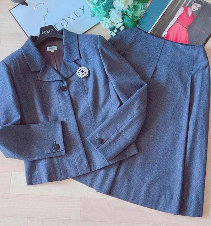 FOXEYブディックウールスーツ入学、卒業式　40 Reneフォクシー極美品