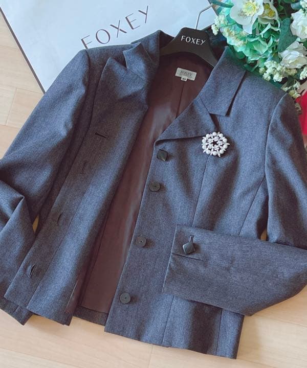 FOXEYブディックウールスーツ入学、卒業式　40 Reneフォクシー極美品