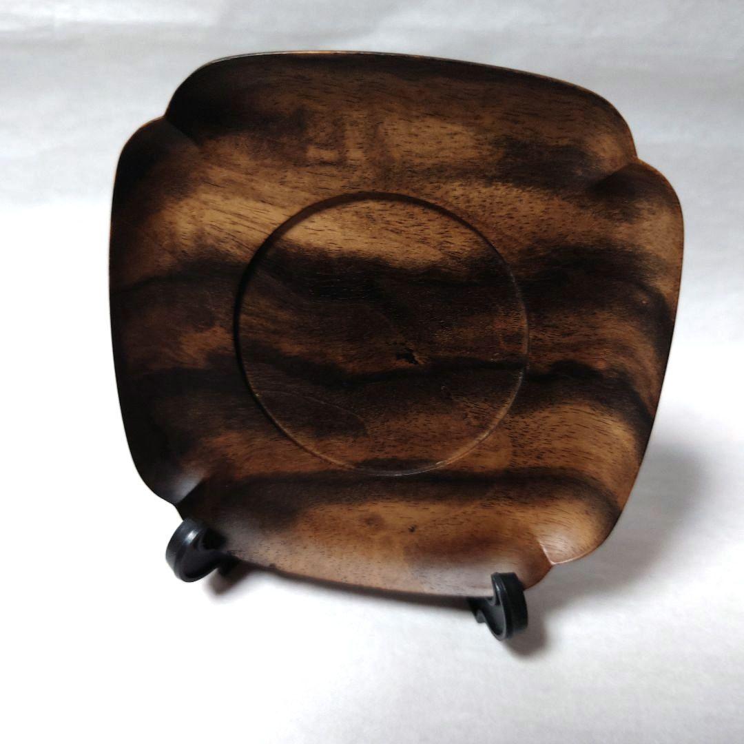 訳あり/黒柿 隅切 茶托 当石作 煎茶道具 5客