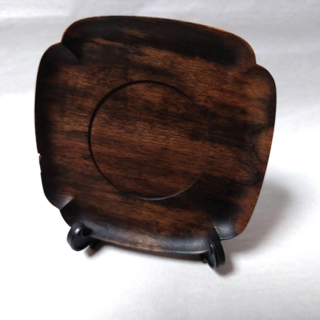 訳あり/黒柿 隅切 茶托 当石作 煎茶道具 5客